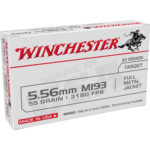 Winchester 5.56×45 M193 Ammo 55 grain FMJ Box of 20 Rounds WM193 - View 2