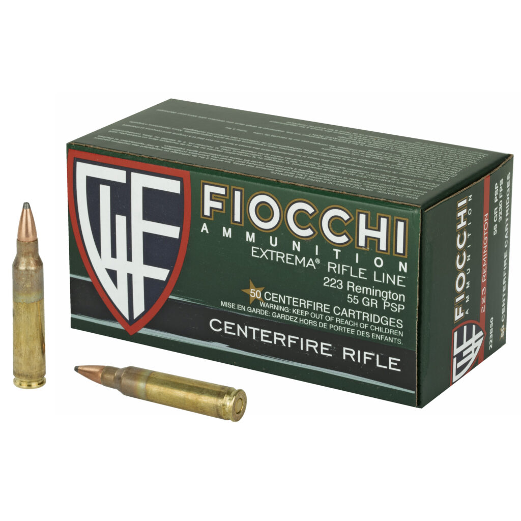 Fiocchi Extrema 223 Remington Ammo 55 grain Pointed Soft Point Case of 500 Rounds Bulk 223B50