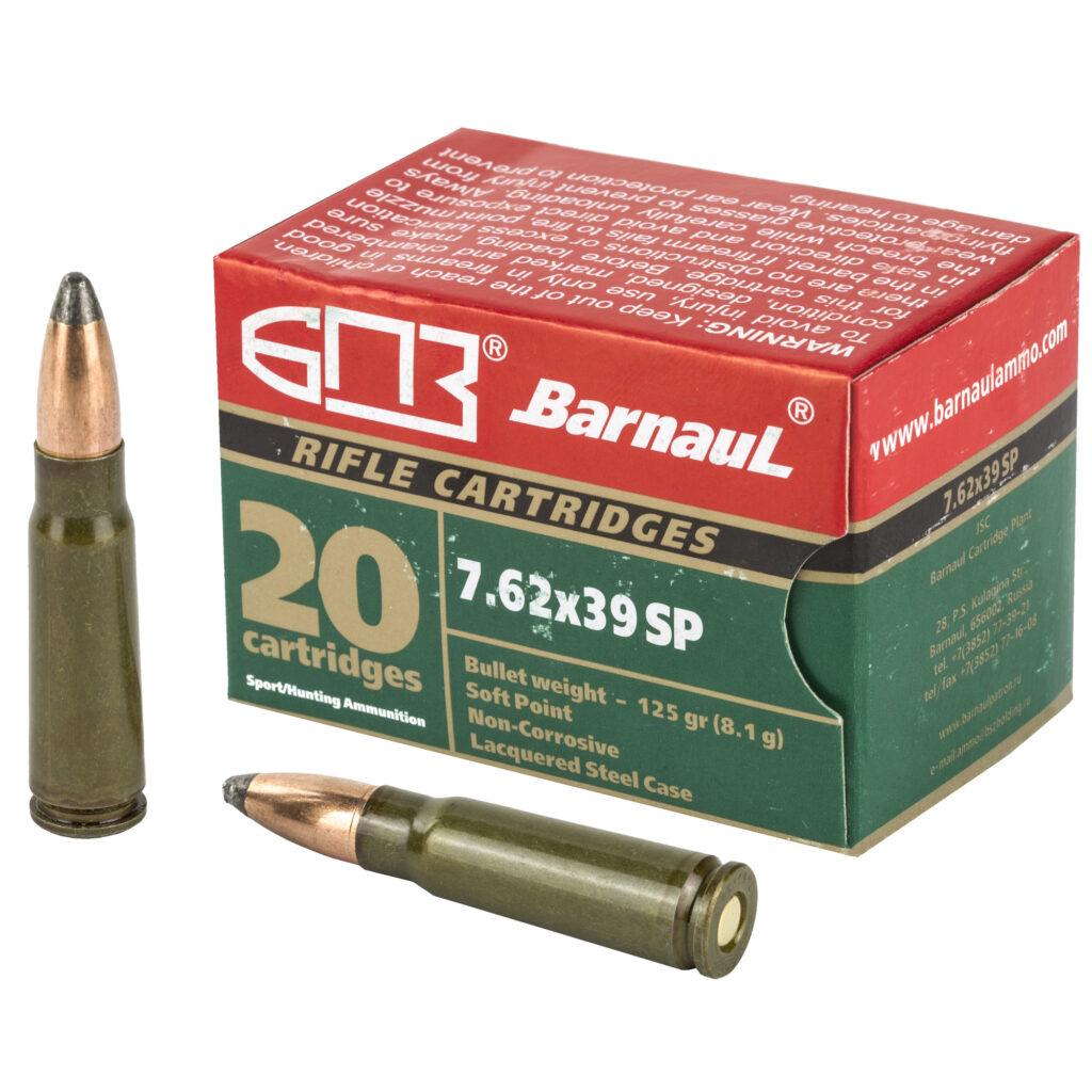 Barnaul 7.62×39 Ammo 125 grain Soft Point Case of 500 Rounds Bulk (Steel Case)