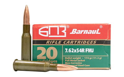 Barnaul 7.62x54R Ammo 174 grain FMJ Case of 500 Rounds Bulk (Steel Case)