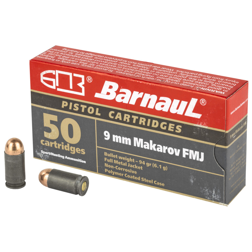 Barnaul 9mm Makarov Ammo 94 grain FMJ Case of 1000 Rounds Bulk (Steel Case)