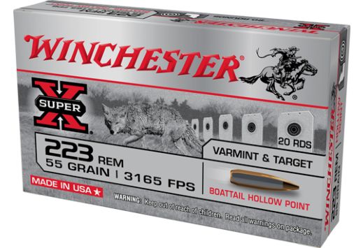 Winchester Super-X Varmint 223 Remington Ammo 55 grain BTHP Case of 500 Rounds W223HP55