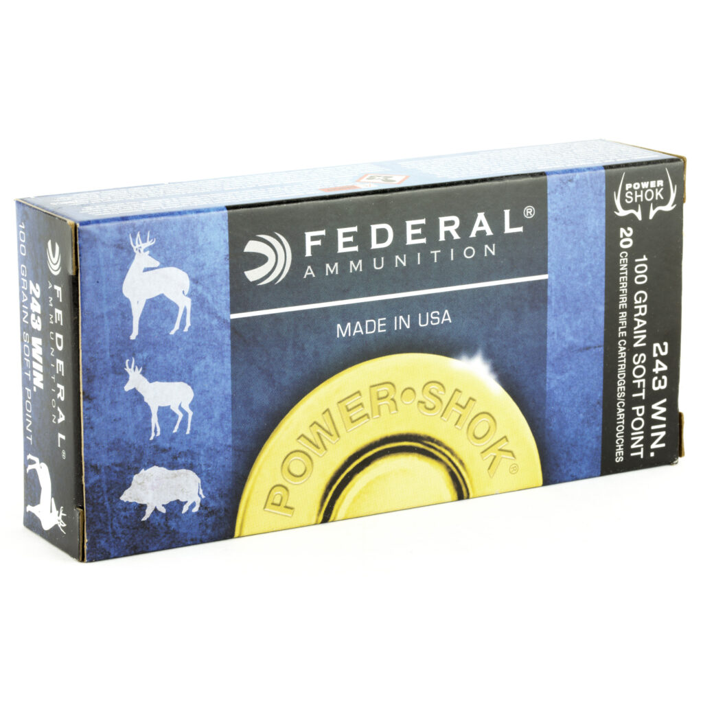 Federal Power-Shok 243 Win Ammo 100 grain Soft Point Case of 200 Rounds 243B