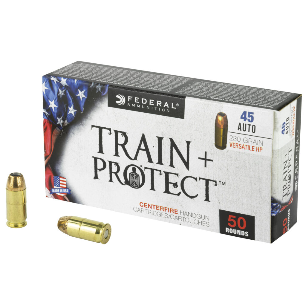 Federal Train & Protect 45 Auto / ACP Ammo 230 grain JHP Case of 500 Rounds Bulk TP45VHP1