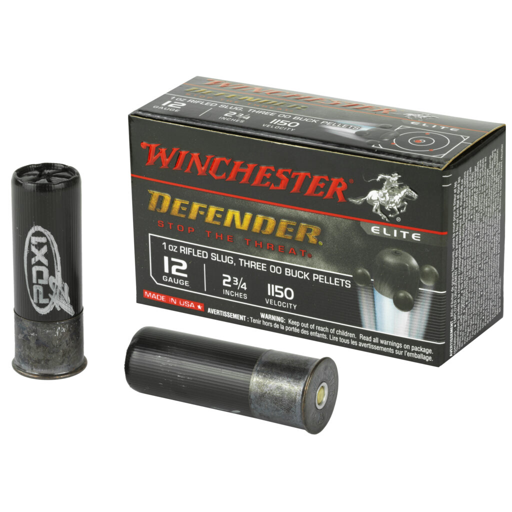 Winchester PDX1 Elite Defender 12 GA Ammo 2-3/4″ 1 oz Rifled Slug / 00 Buck 3 Pellet Case of 100 Rounds / Shells Bulk S12PDX1