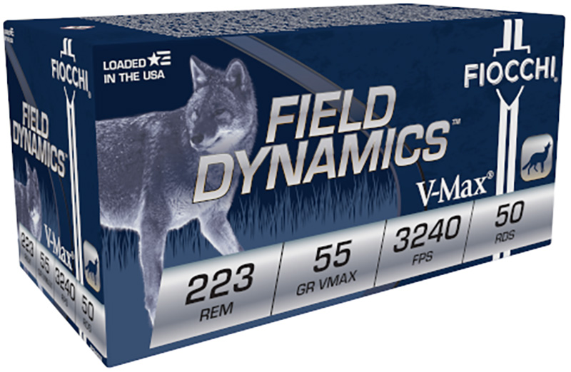 Fiocchi Field Dynamics 223 Remington Ammo 55 grain V-MAX Case of 1000 Rounds Bulk 223HVC50