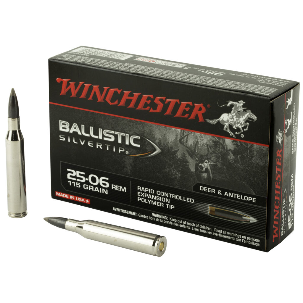 Winchester Ballistic Silver Tip 25-06 Rem Ammo 115 grain Polymer Tip Box of 20 Rounds SBST2506