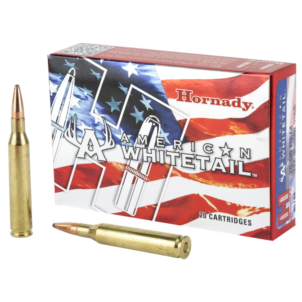 Hornady American Whitetail 25-06 Ammo 117 grain Soft Point Case of 200 Rounds Bulk 8144