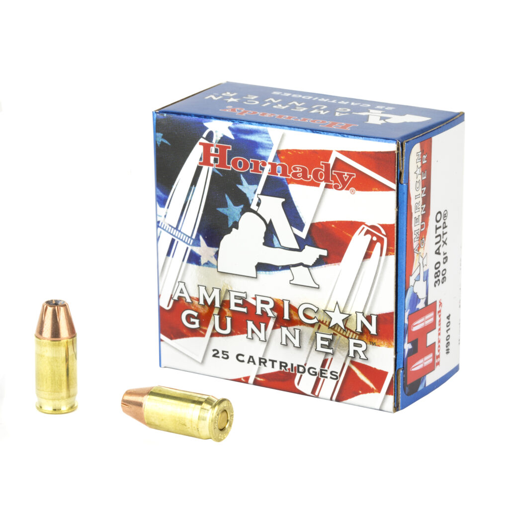Hornady American Gunner 380 Auto / ACP Ammo 90 grain XTP Case of 250 Rounds Bulk 90104