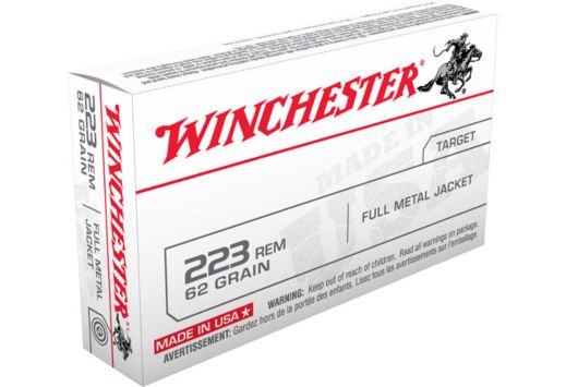 Winchester USA 223 Remington Ammo 62 grain FMJ Case of 1000 Rounds Bulk W223FMJ62