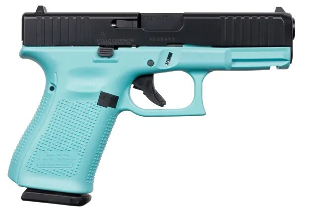 Glock 19 Gen 5 9mm Luger 3-15 rd Mags Robin’s Egg Blue/Elite Black ACG-57027