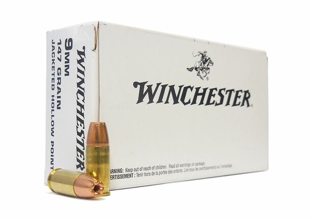 Winchester 9mm Luger Ammo 147 grain JHP Case of 500 Rounds Bulk ZQ4429