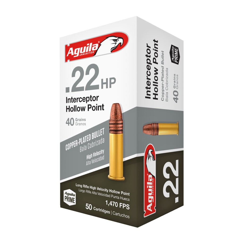 Aguila Interceptor 22 LR Ammo 40 grain Plated Hollow Point Case of 1000 Rounds Bulk 1B220321
