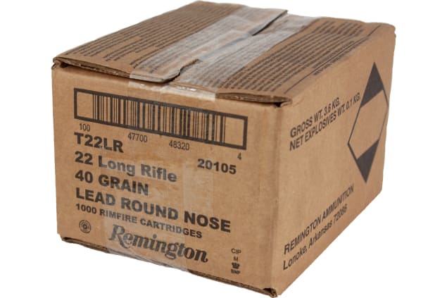 Remington 22 LR Ammo 40 grain Lead Round Nose Case of 1000 Rounds Bulk T22LR