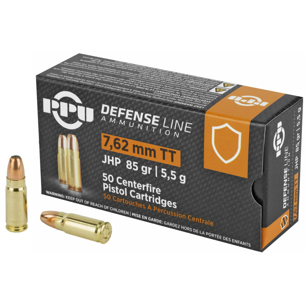 Prvi Partizan PPU Defense Line 7.62 Tokarev Ammo 85 grain JHP Case of 500 Rounds Bulk PPD7T