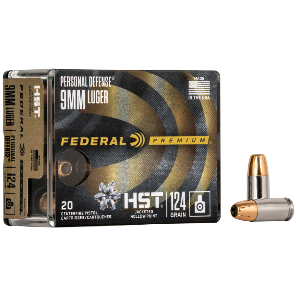 Federal Premium HST 9mm Luger Ammo 124 grain Hollow Point Case of 200 Rounds P9HST1S – Free Shipping