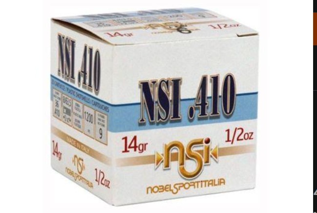 Nobel Sport Italia 410 Bore Ammo 2-1/2″ 1/2 oz #9 Shot Case of 250 Rounds / Shells Bulk ANS4129