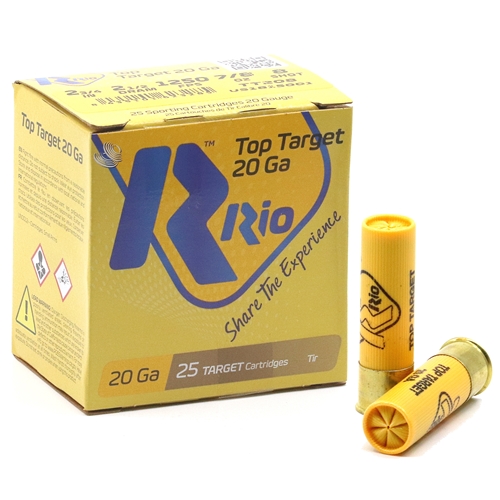Rio Top Target 20 GA Ammo 2-3/4″ 7/8 oz #8 Lead Shot Case of 250 Rounds