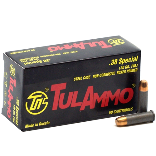Tula 38 Special Ammo 130 grain FMJ Case of 1000 Rounds Bulk (Steel Case)