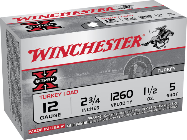 Winchester Super-X Turkey Load 12 GA Ammo 2-3/4″ 1-1/2 oz #5 Shot Case of 100 Rounds / Shells Bulk X12MT5