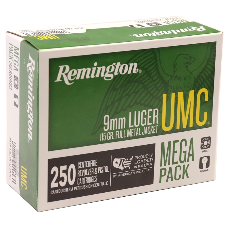 Remington UMC 9mm Luger Ammo 115 grain FMJ Case of 1000 Rounds Bulk L9MM3A