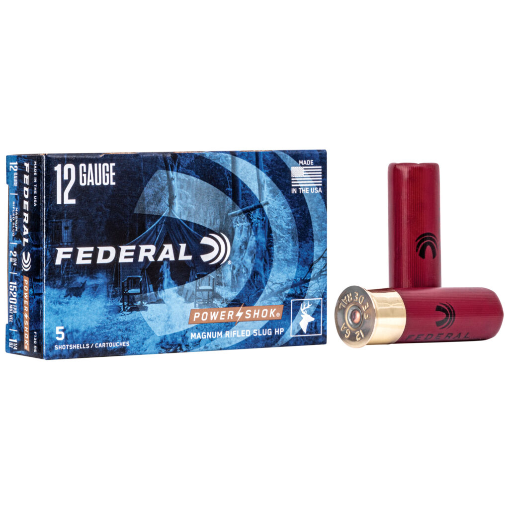 Federal Power-Shok 12 GA Ammo 2-3/4″ 1-1/4 oz Rifled Slug Hollow Point Case of 250 Rounds / Shells Bulk F130RS