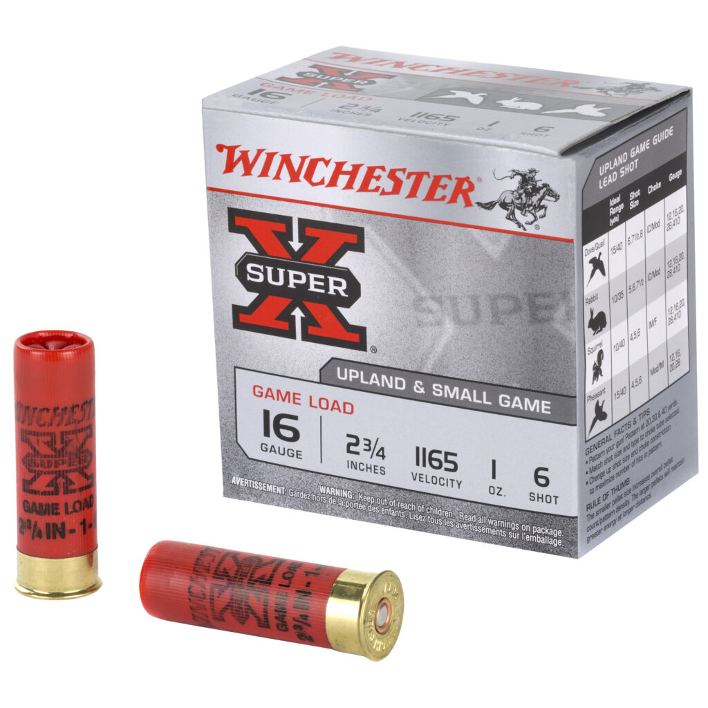 Winchester Super-X 16 GA Ammo 2-3/4″ 1 oz #6 Lead Shot Case of 250 Rounds XU166
