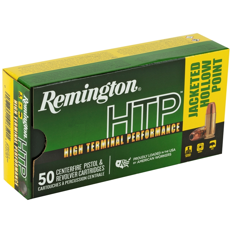 Remington High Terminal Performance (HTP) 9mm Luger +P Ammo 115 grain JHP Case of 500 Rounds Bulk RTP9MM6