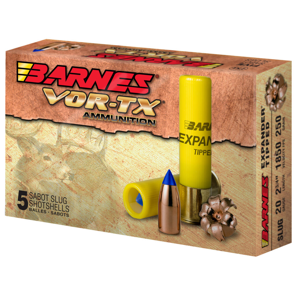 Barnes VOR-TX 20 GA Ammo 2-3/4″ 250 grain Tipped Slug Case of 100 Rounds / Shells Bulk 20735