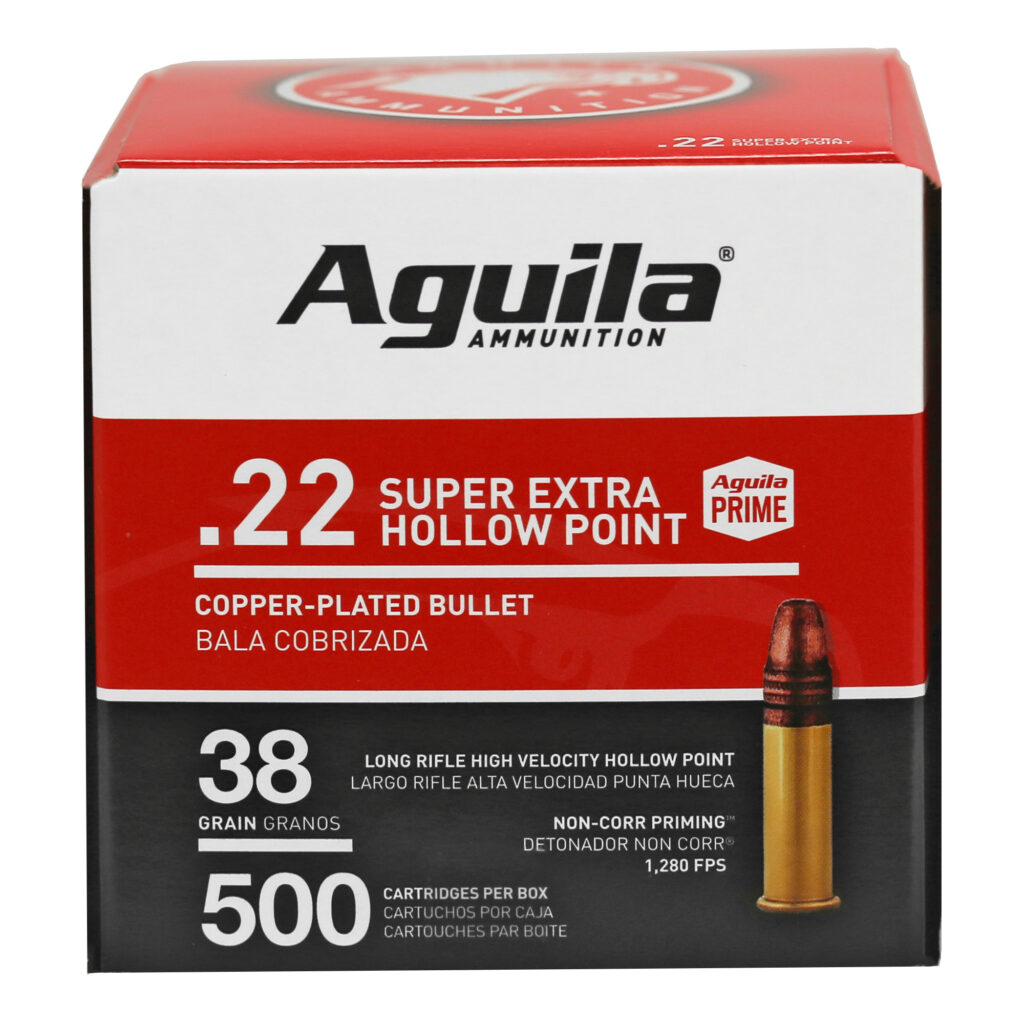 Aguila Super Extra 22 LR Ammo 38 grain Plated Hollow Point Case of 2000 Rounds Bulk 1B221118