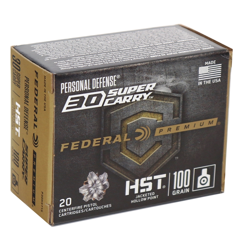 Federal Premium HST 30 Super Carry Ammo 100 grain JHP Case of 200 Rounds P30HST1S