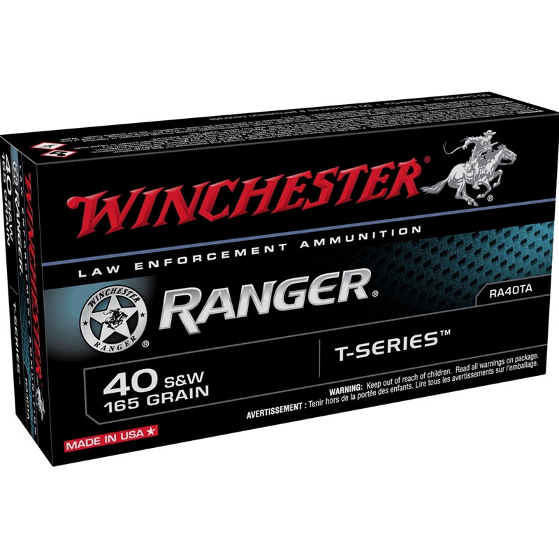Winchester Ranger 40 S&W Ammo 165 grain JHP Case of 500 Rounds Bulk RA40TA