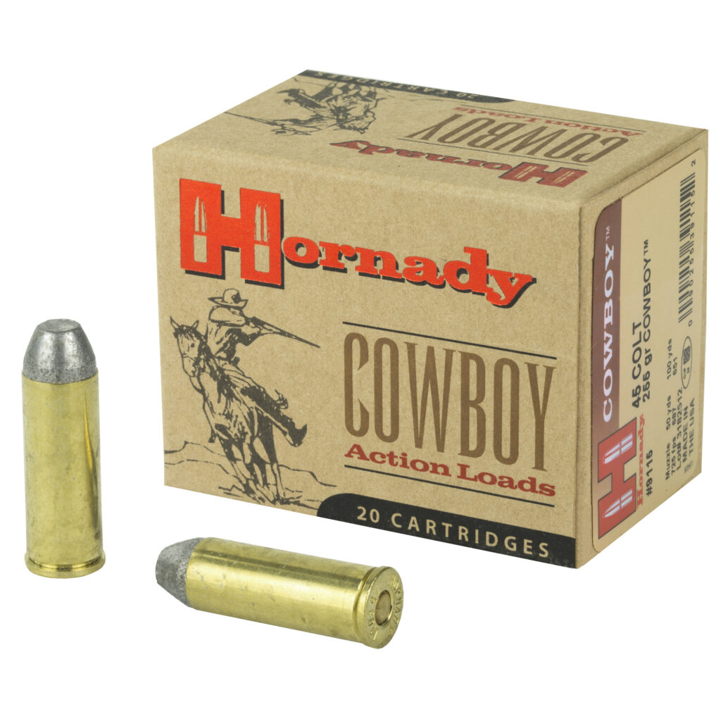 Hornady Cowboy 45 Colt Ammo 255 grain Lead Flat Nose Case of 200 Rounds 9115 – Free Shipping