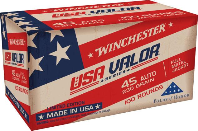 Winchester USA Valor Series 45 Auto / ACP Ammo 230 grain FMJ Case of 500 Rounds Bulk USAV45A
