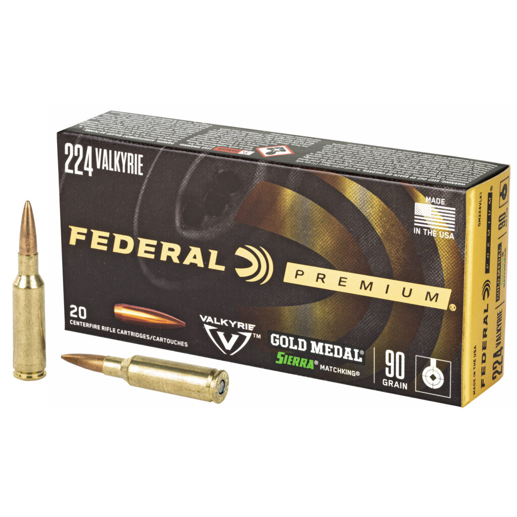 Federal Premium Gold Medal 224 Valkyrie Ammo 90 grain MatchKing Hollow Point Case of 200 Rounds Bulk GM224VLK1