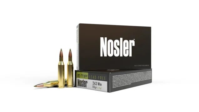 Nosler E-Tip 243 Win Ammo 90 grain Tipped Lead Free Case of 200 Rounds 40030
