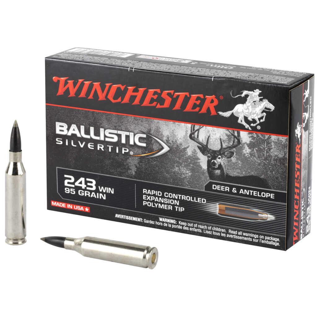 Winchester Ballistic Silver Tip 243 Win Ammo 95 grain Polymer Tip Case of 200 Rounds Bulk SBST243A