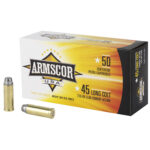 Armscor USA Cowboy Action 45 Colt Ammo 255 grain Lead Flat Point Case of 400 Rounds AC45LC-1N - View 2