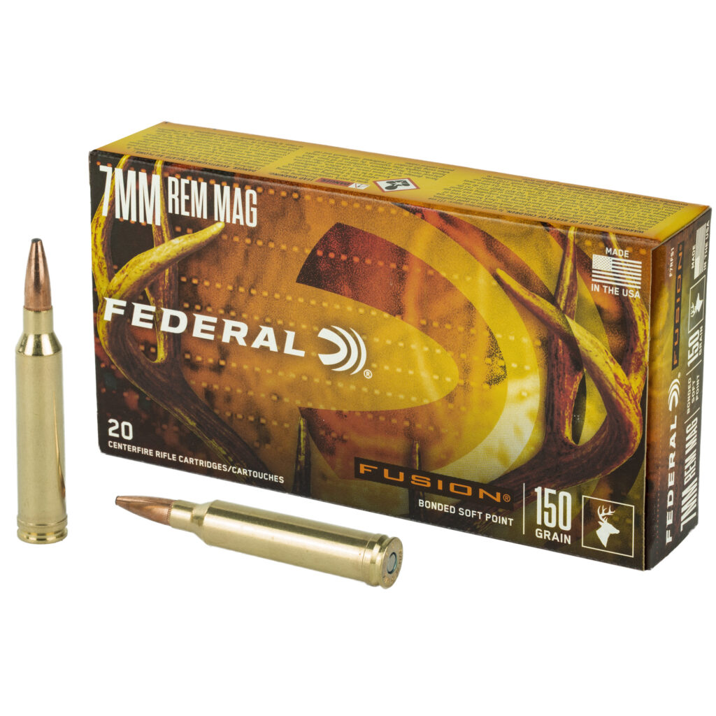 Federal Fusion 7mm Rem Mag Ammo 150 grain Bonded Soft Point Case of 200 Rounds Bulk F7RFS1