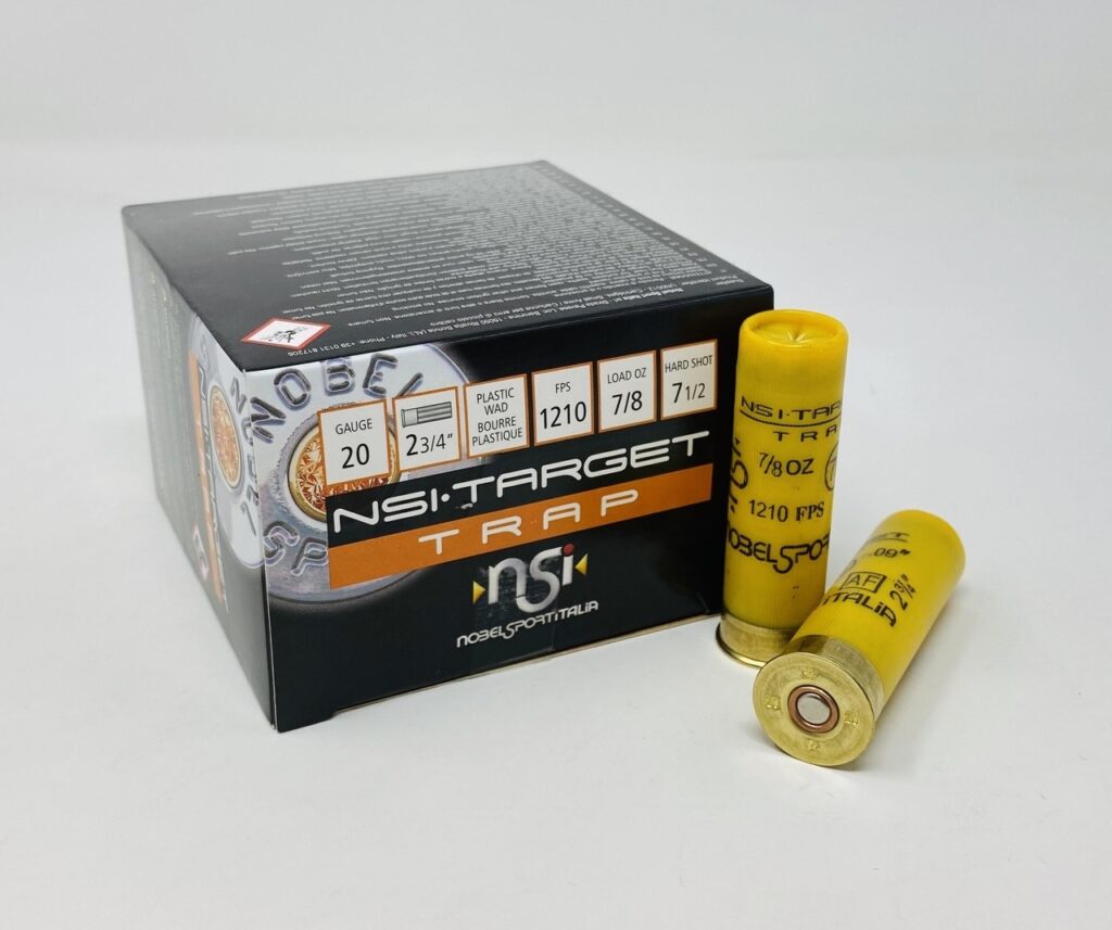 Nobel Sport Italia Target Trap 20 GA Ammo 2-3/4″ 7/8 oz #7-1/2 Lead Shot Case of 250 Rounds / Shells Bulk ANS2075