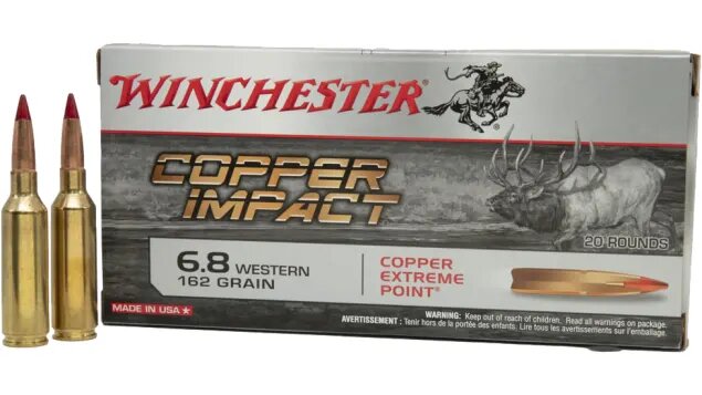 Winchester Copper Impact 6.8 Western Ammo 162 grain Polymer Tip Lead Free Box of 20 Rounds
