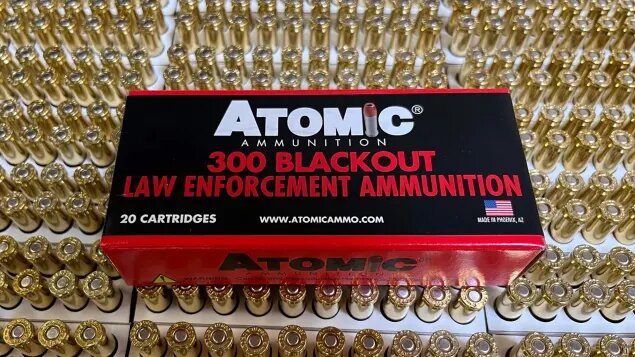 Atomic 300 Blackout Ammo 110 grain Nosler Varmageddon Tipped Case of 200 Rounds 00475