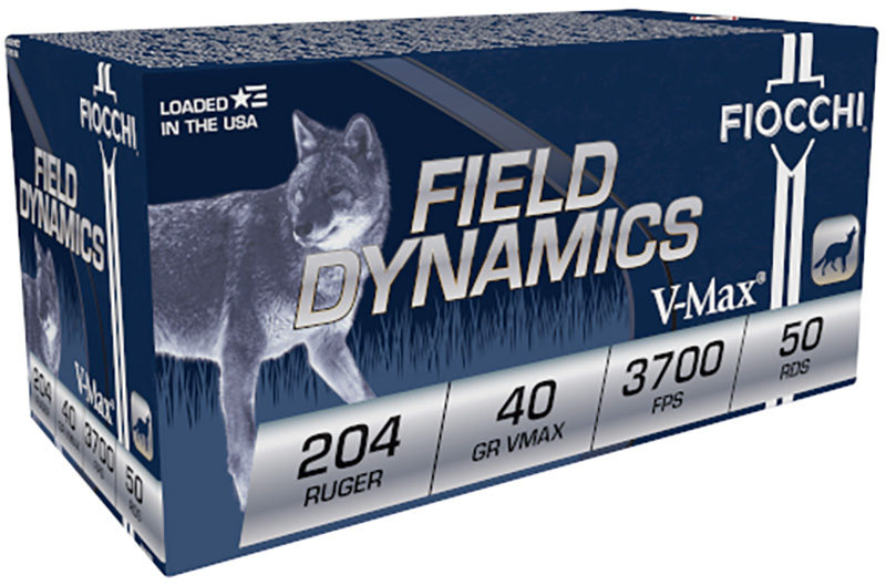 Fiocchi Field Dynamics 204 Ruger Ammo 40 grain V-MAX Tipped Box of 50 Rounds 204HVB