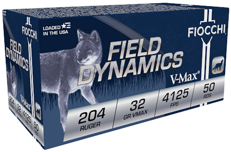 Fiocchi Field Dynamics 204 Ruger Ammo 32 grain V-MAX Tipped 250 Rounds (5-50 rd boxes) 204HVA
