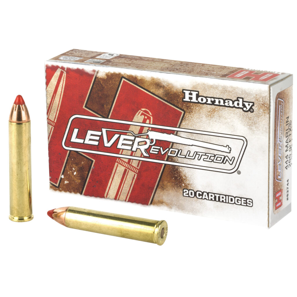 Hornady LEVERevolution 444 Marlin Ammo 265 grain FTX Tipped Case of 200 Rounds 82744