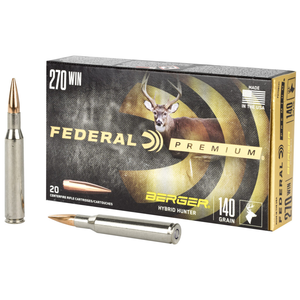 Federal Premium 270 Win Ammo 140 grain Berger Hybrid Hunter Case of 200 Rounds Bulk P270BCH1