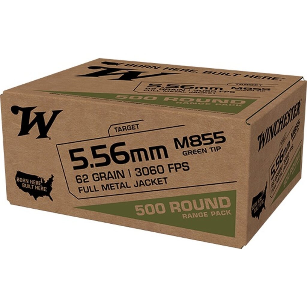 Winchester Lake City 5.56 NATO Ammo 62 grain M855 Green Tip FMJ Box of 500 Rounds WM855500