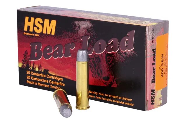 HSM BEAR LOAD 460 S&W Magnum Ammo 325 grain Lead Flat Nose 40 Rounds (2-20 rd boxes) 460SW-4-N