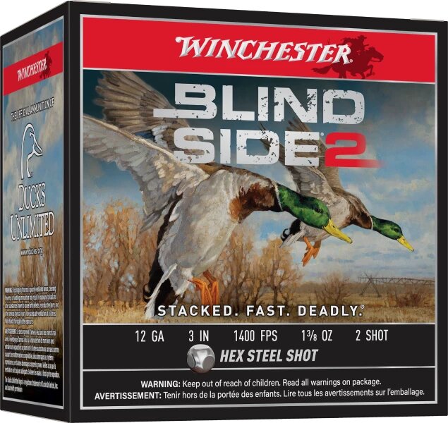 Winchester Blind Side 2 12 GA Ammo 3″ 1-3/8 oz #2 Steel Shot 125 Rounds (5-25 rd boxes) XBS1232