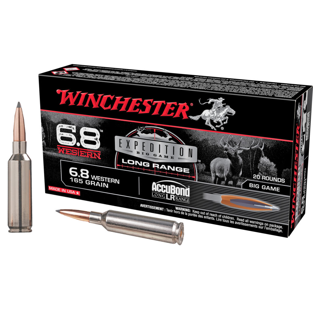 Winchester Expedition Long Range 6.8 Western Ammo 165 grain Accubond Polymer Tip Box of 20 Rounds S68WLR
